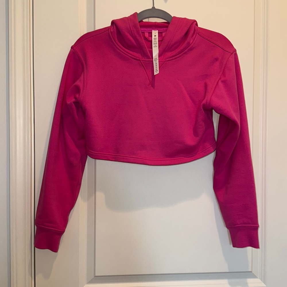 Lululemon All Yours Crop top hoodie. Hot pink. Worn once. Size 0.